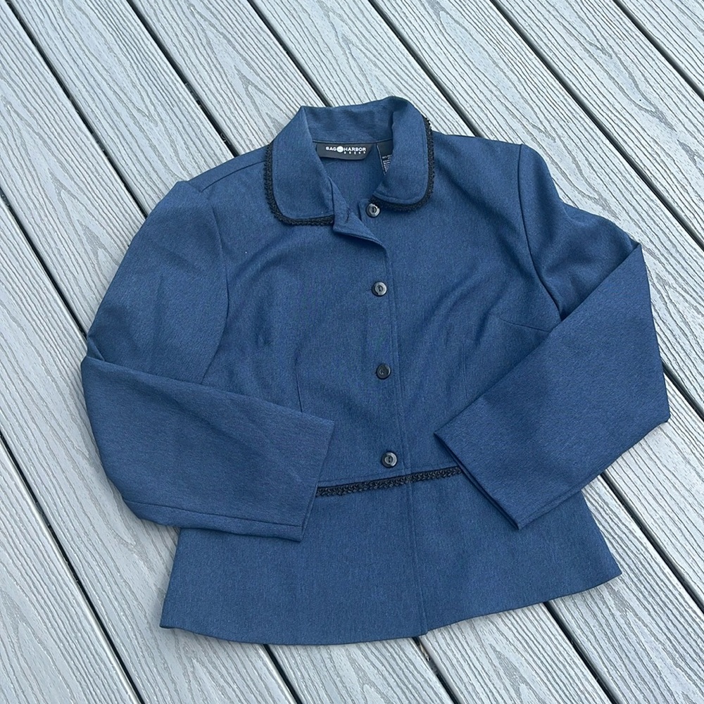 ❄️ Dark Blue Blazer with Ribbon Details